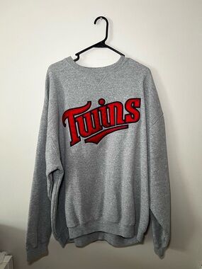 Gear For Sports Gray Crewneck Sweatshirt with Red 'Twins' Logo